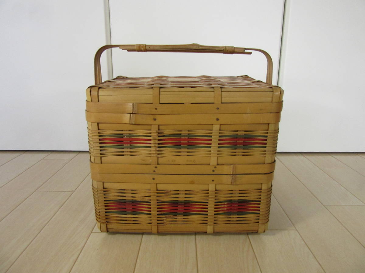 送料無料【 古い竹製の籠 バスケット 】送料無料拍卖