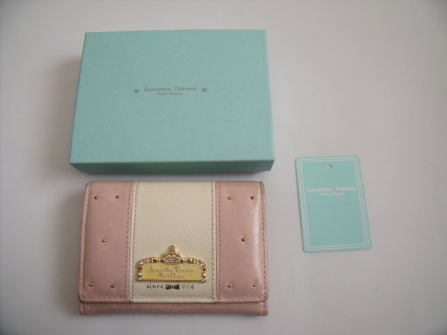 $ 美品 $ ■ サマンサタバサ ■ Samantha Thavasa■ 本革 レザー■ 2つ折り 名刺入れ パスケース 小銭入れ■ ストロベリーピンク◆送料無料拍卖