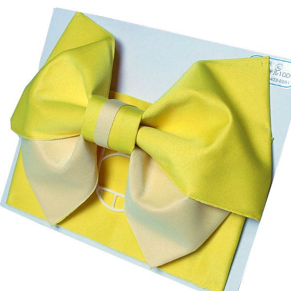 新品★浴衣帯 無地シンプル2色 日本製 浴衣 作り帯 結び帯 黄×レモン拍卖