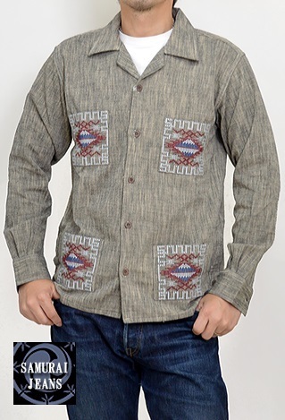 グアテマラ長袖シャツ◆サムライジーンズ グレーXXLサイズ SGGS17 SAMURAI JEANS 日本製 送料無料 刺繍 鏡富士山 メンズ拍卖
