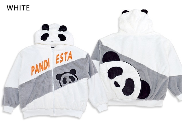 切替なりきりフェイクファーパーカー◆PANDIESTA JAPAN ホワイトXLサイズ 561205 パンディエスタジャパン パンダ もこもこ ユニセックス拍卖