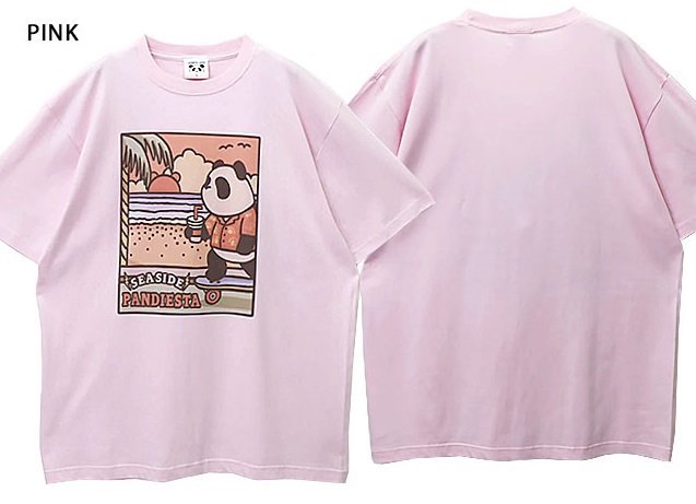 SUN SET半袖Tシャツ◆PANDIESTA JAPAN ピンクXLサイズ 582878 パンディエスタジャパン パンダ 男女兼用拍卖