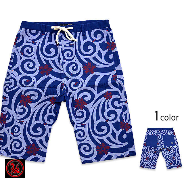 ◆セール 8690円→5500円◆特価 備中倉敷工房 倉◆波桜吹雪ショーツ ネイビーLサイズ 25430 和柄 和風 短パン サクラ さくら拍卖