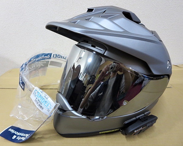 S4370 中古 良品 SHOEI ショウエイ HORNET ADV Sサイズ 55cm 6 7/8 マットディープグレー ミラーシールド付 Bluetoothインカム付拍卖