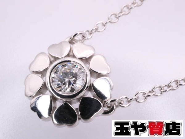 ティファニー 美品 ネックレス ダイヤ 1P クラウンオブハート Au750 K18WG パロマピカソ拍卖