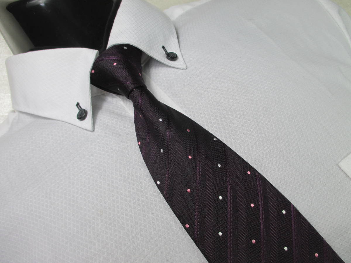 ☆ネクタイ◆ブリックハウス BRICK HOUSE by Tokyo Shirts ◆ドットの柄・紫色系☆第27弾ブランドがいっぱい☆27-52☆拍卖
