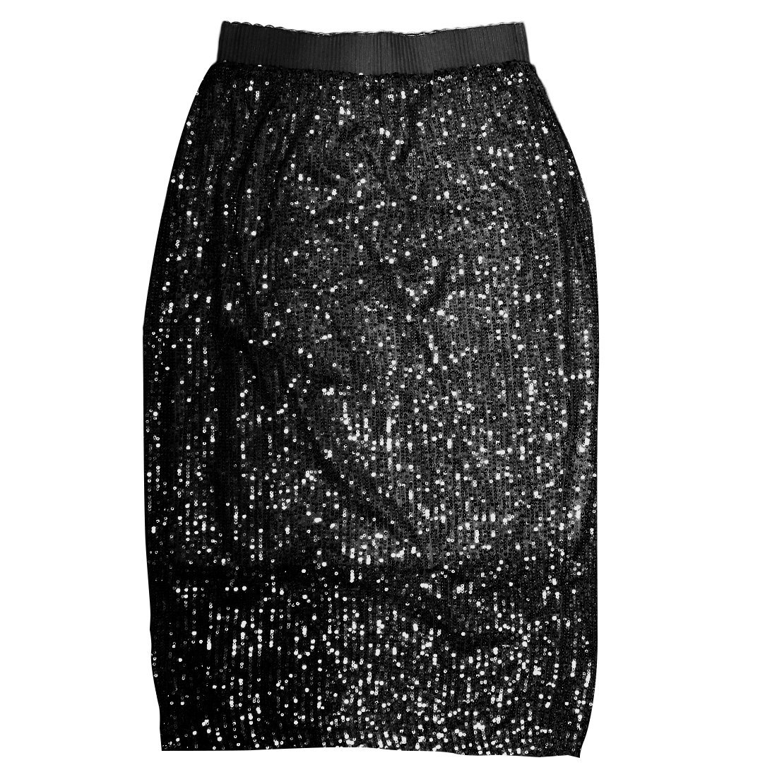 ロングスカート ストレート スパンコール タイト エレガント系 きれいめ 可愛い ハイウエスト Mサイズ ブラック拍卖