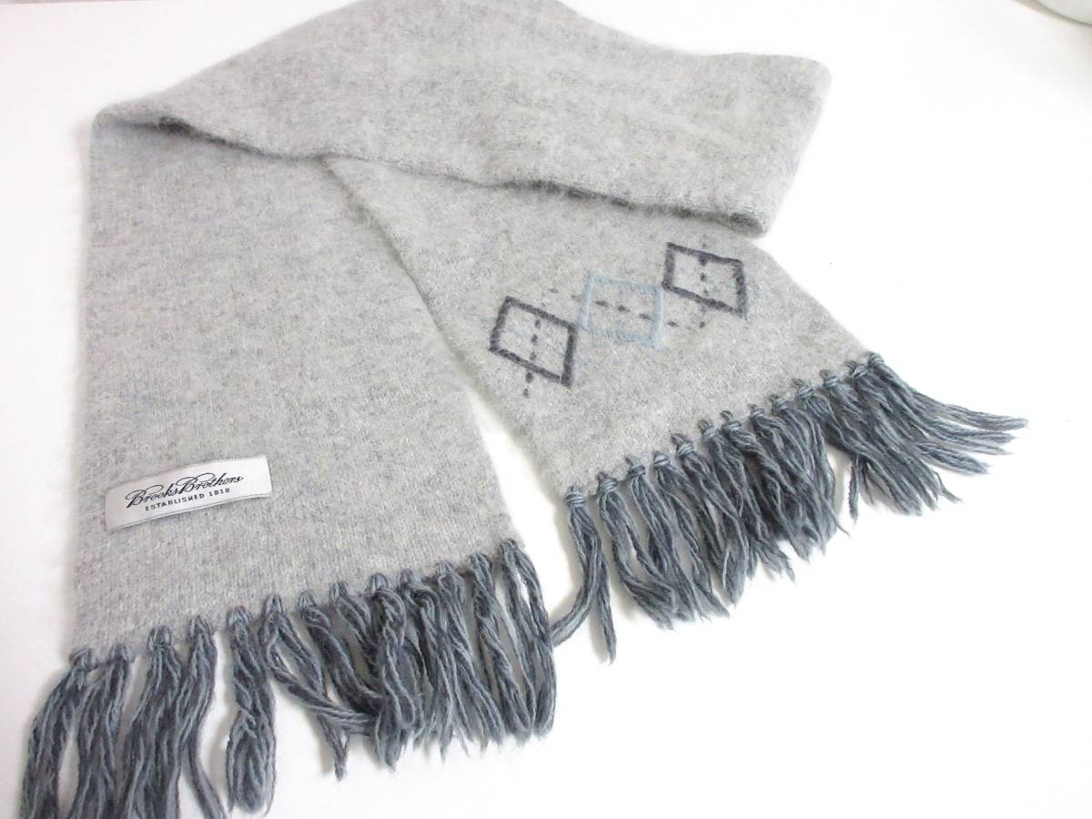 ブルックスブラザーズ マフラー アーガイル フリンジ グレー yg981拍卖