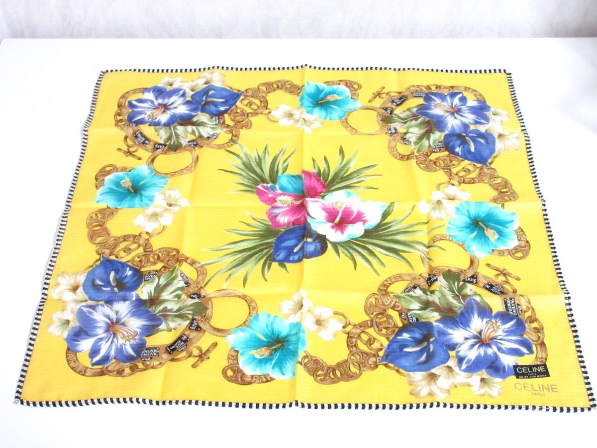 未使用 CELINE セリーヌ ハンカチ チェーン 花柄 yg1026拍卖