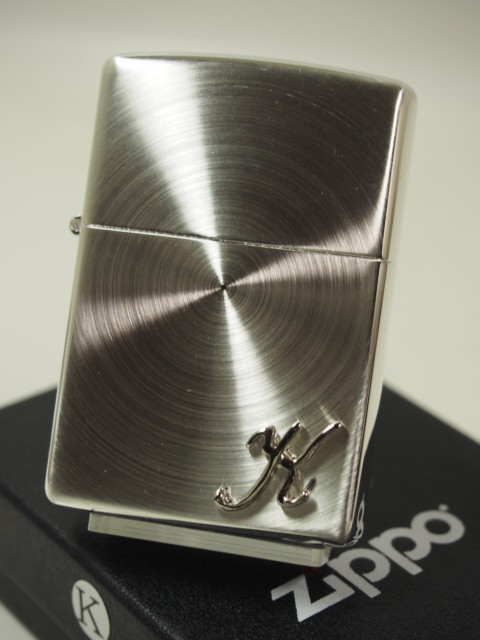 Zippo イニシャル「 K 」シルバー・スピン両面(銀張り)200SSP 新品拍卖