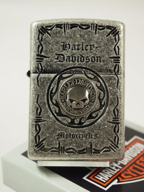 日本限定 Zippo ハーレー/Harley-Davidson/銀彫 HDP-70 JP スカルSkull メタル拍卖