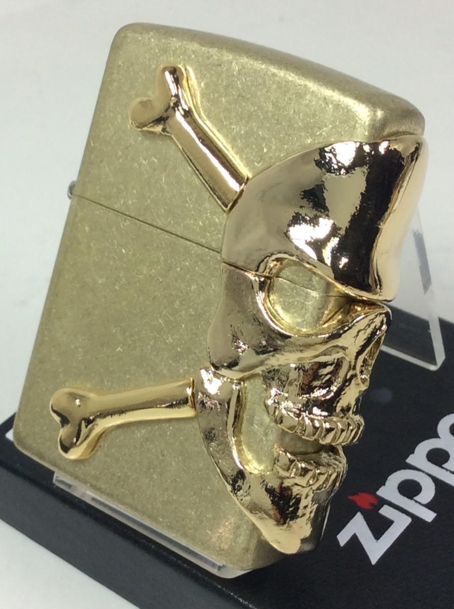 Zippo BIG Skull Metal スカル・3面連続 メタル ゴールド仕上げ Bバレル新品拍卖
