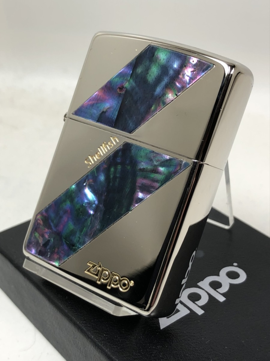 2019 絶版Zippo Shell Inlay LINE 天然貝 シルバー SV シェルライン両面貝貼り N#D 新品拍卖