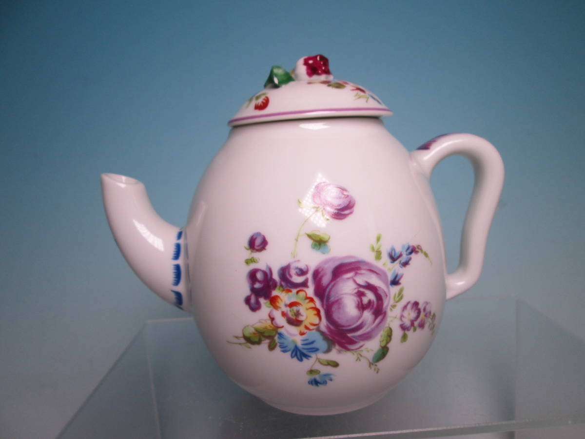 ☆フランクリンミント Mennecy 可愛らしい花文 小さめティーポット ケース無し 煎茶急須 ヴィクトリア&アルバート博物館拍卖
