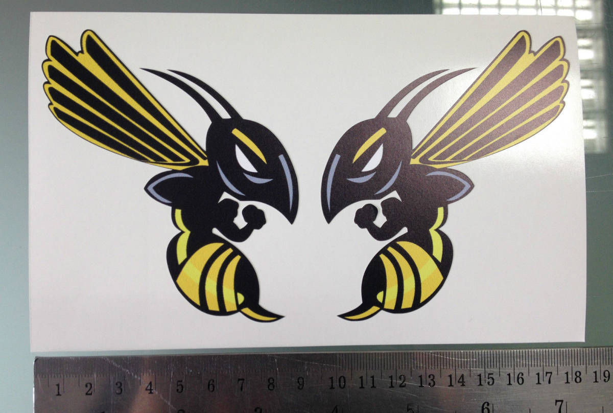 海外 限定品 送料込み HORNET Honda Bees STICKERS Decal Sticker ホーネット 蜂 ヘルメット ステッカー 86mm x 100mm 2枚セット拍卖