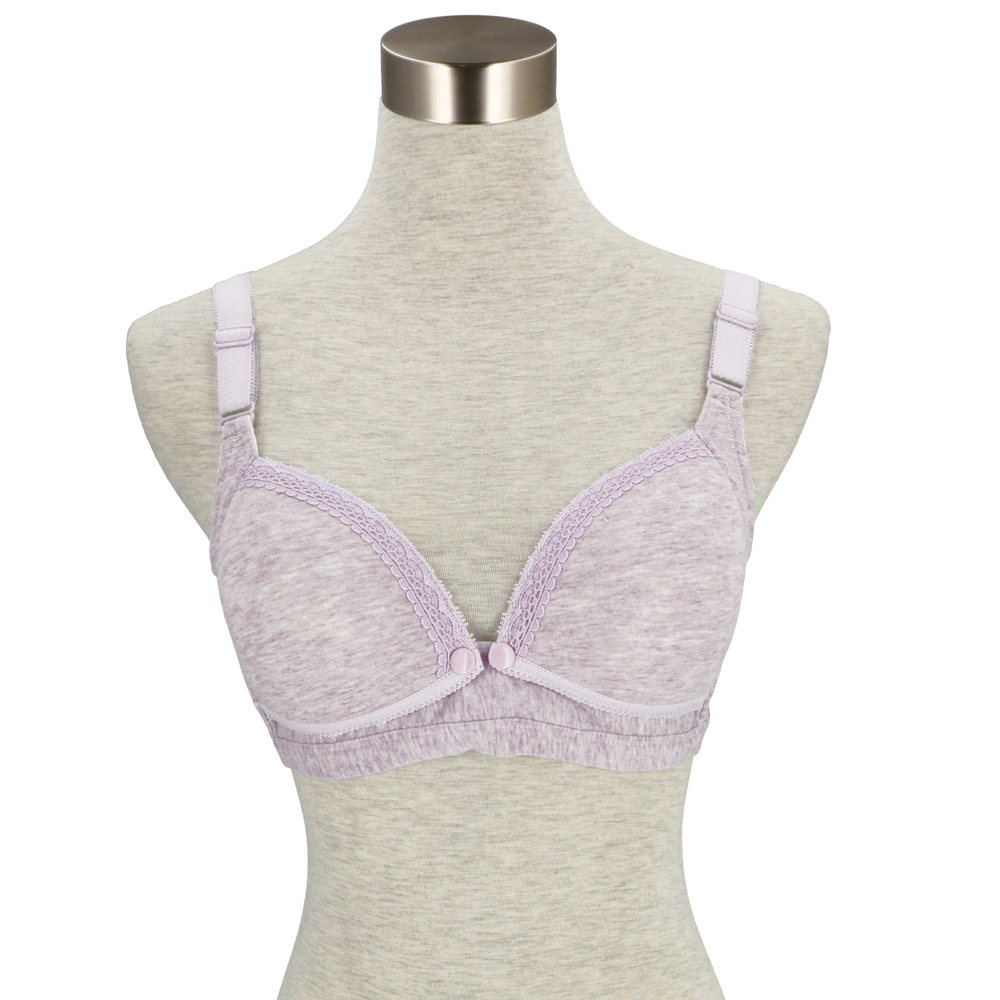 ☆ パープル ☆ 95B 授乳ブラ ノンワイヤー 通販 前開き 可愛い 垂れ 前あき マタニティ ブラ ママ 産前産後 妊娠中 レディース インナー拍卖