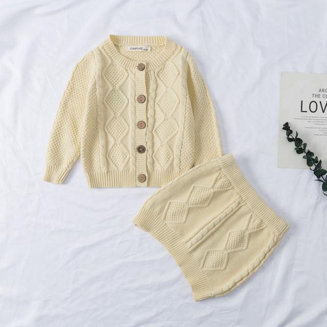 ☆ ホワイト ☆ 80cm(12-18m向け) ベビー服 セットアップ 通販 ニット ベビー 女の子 スカート カーディガン ニットセットアップ 綿 コッ拍卖