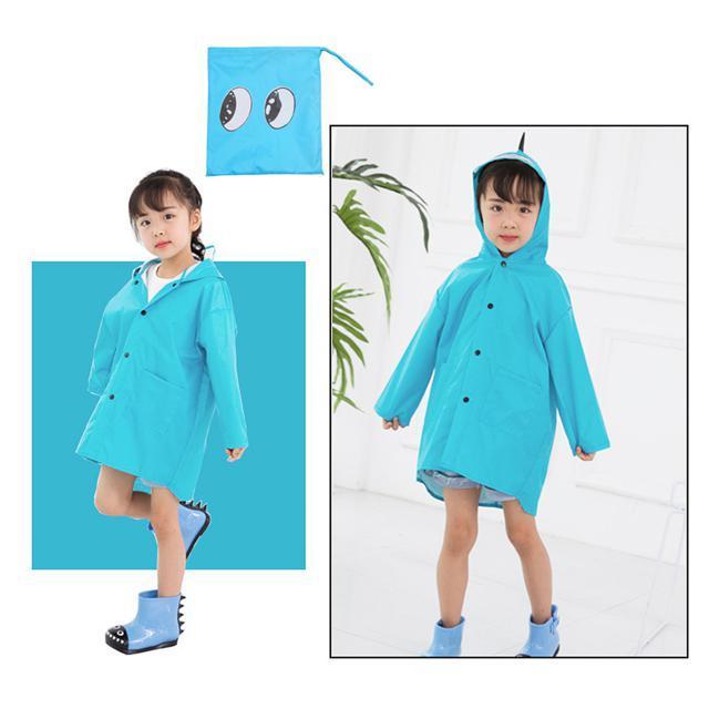 ☆ ブルー ☆ Sサイズ レインコート キッズ 恐竜 通販 子供 おしゃれ かわいい 幼稚園 保育園 小学校 低学年 通園 通学 フード付き 透明つ拍卖