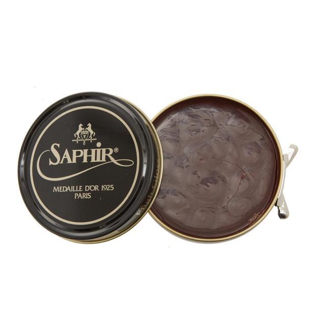 ☆ 2370.ミディアムブラウン 靴磨き クリーム サフィール ワックス 艶出し 光沢 シューケア ケア用品 皮革製品 ビーズワックスポリッシュ拍卖