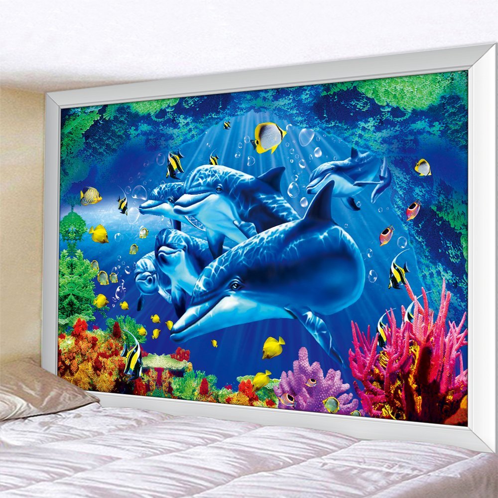 PYD603★イルカ シリーム シーー ドン 美しいント タペス プリトリー ▲ 水中 海 世界 イルカ 亀 インテリア 装飾拍卖
