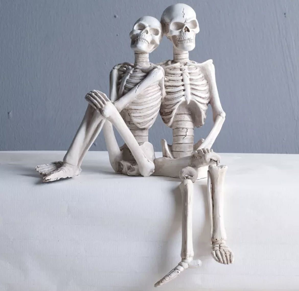LHH408★ペア 装飾 髑髏 骸骨 フィギュア インテリア スカル ガイコツ ドクロ オーナメント オブジェ アート 工芸品 樹脂 雑貨 小物拍卖