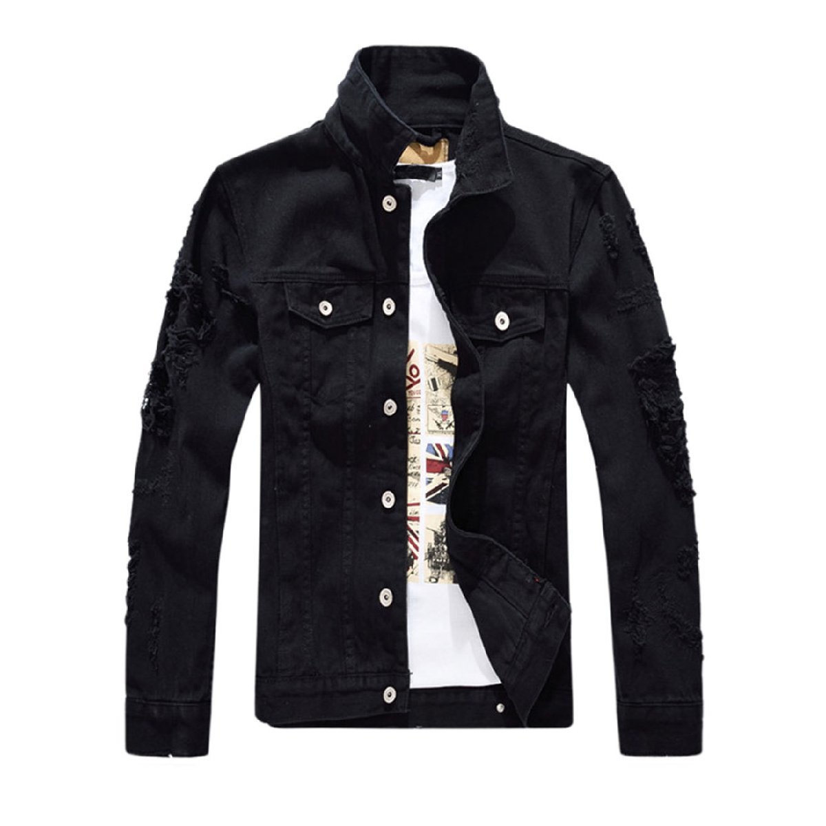 ZJM898 デニムジャケット ダメージ加工 おしゃれ メンズ ジャケット ブルゾン スタイル デニム ジャンパー ヴィンテージ M~3XL拍卖