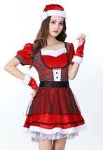 LHK97★ かわいい クリスマス ワンピース レディース 半袖 コスプレドレス 仮装 コスチューム 衣装 Xmas 学園祭 パーティー 拍卖