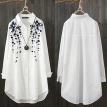 PYD210★ロングブラウス レホワディース イュニプスット トッ チク 長袖Tシャツ 刺繍花柄 着痩せ 体型カバー拍卖