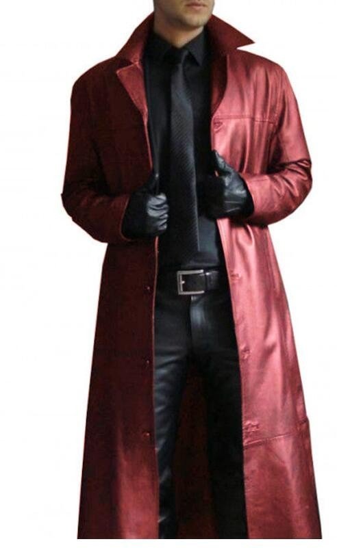 CKY162★メンズレザージャケット ライダースジャケット バイクジャケット ジャンパー ブルゾン 革ジャン 防寒 ロング丈 S~5XL赤拍卖