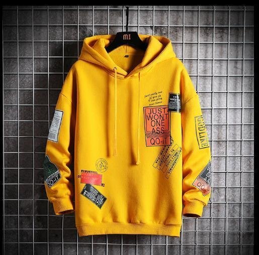 LHW949★ 春服 パーカ プリント スウェット/イエロー;XLパーカー メンズ 大きいサイズ 長袖 プルオーバーパーカー レディース オシャレ拍卖