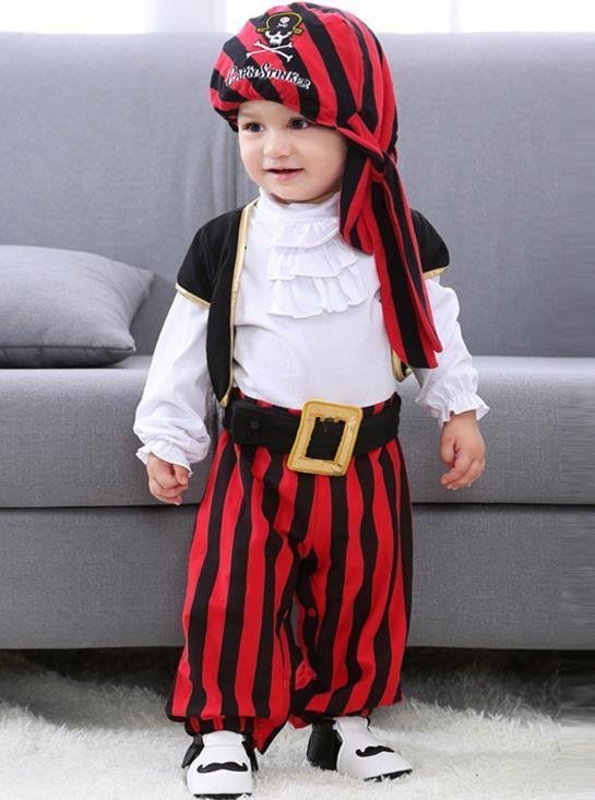 LHK154★ベビー 子供 キッズ ハロウィン コスプレ 海賊 可愛い カバーオール イベント用品 3点セット拍卖