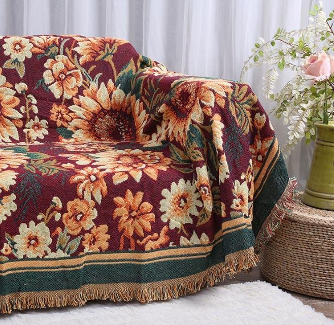 LHK257★多機能 ソファカバー 毛布 花柄 ブランケットベッド 洗える  欧米風 おしゃれ 90*180㎝拍卖