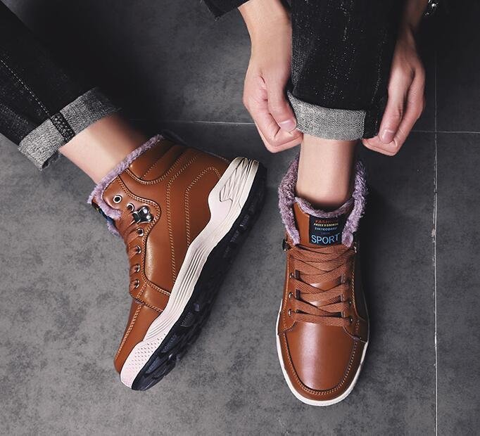 lyw282★スノーブーツ 起毛 メンズ ワークブーツ デッキシューズ ショートブーツ スニーカー 雪靴 カジュアル あったか24.5-29cmブラウン拍卖