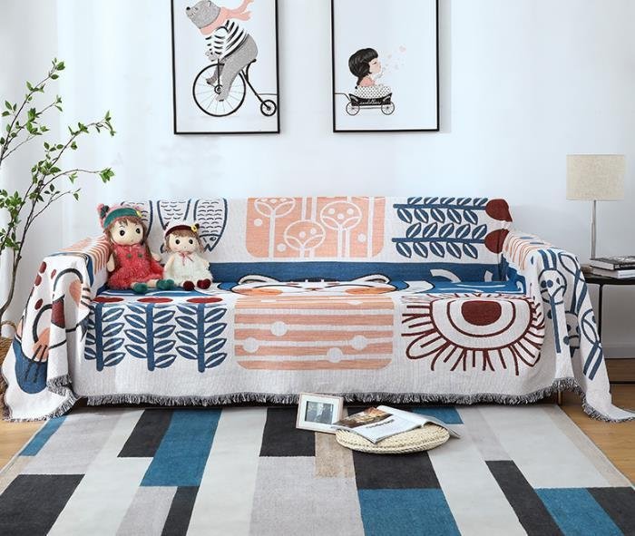 LHK238★ソファカバー マルチカバーフリンジ付き 毛布 テーブルカバー 洗える 多機能 両面用 180*230㎝拍卖