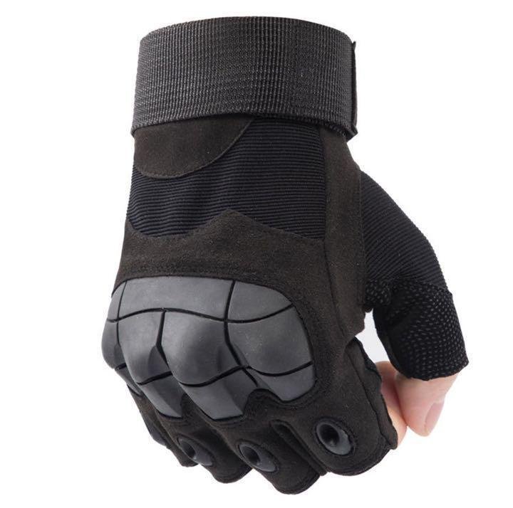 CJM595★半指 グローブ ハーフフィンガー タクティカル ハードナックル 手袋 自転車 黒拍卖