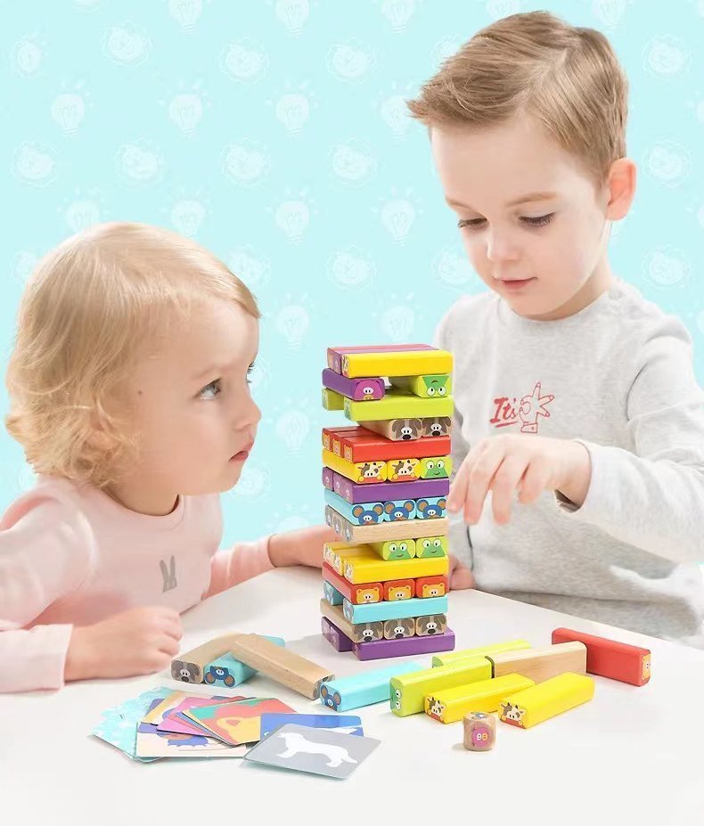 CJM400★積み木 木製パズル プレゼント 男 女 玩具 おもちゃ カラフル 知育玩具 祝い 数字 学習 指先ト 発育レーニング ジェンガ拍卖