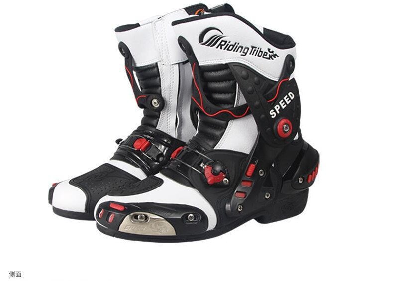 LHH233★バイク用ブーツ ライディングシューズ バイク用品 防水性 快適性 レーシングブーツ ホワイト シューズ 靴 メンズ用 サイズ選択可拍卖