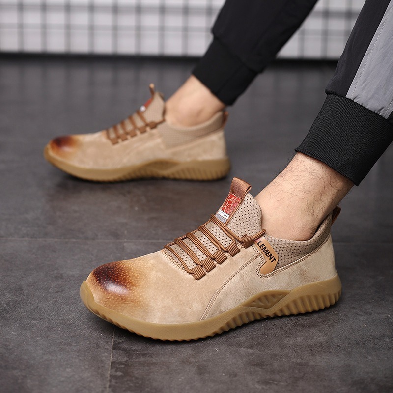 A103 新品 ★釘踏み抜き防止 本革 ワーク シューズ 鋼鉄先芯 作業靴 ★ ブラウン 【 サイズ 24cm~27.5cm選択可】拍卖