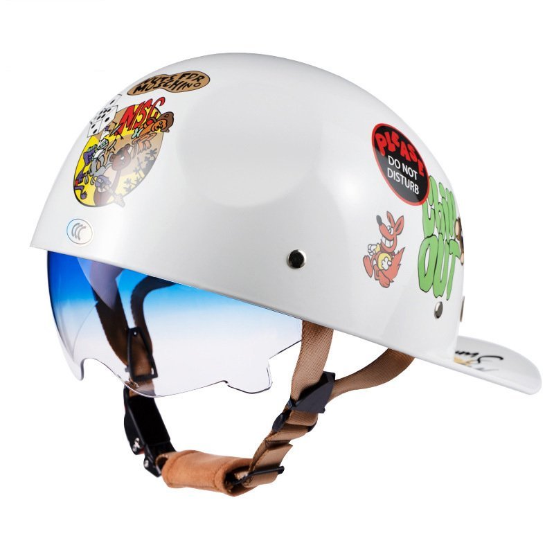 TZX284★人気新品バイクヘルメット 内蔵サングラス 半帽ヘルメット 男女兼用 軽量レトロ野球帽M、L、XL、2XLサイズ 選択可 9色H拍卖