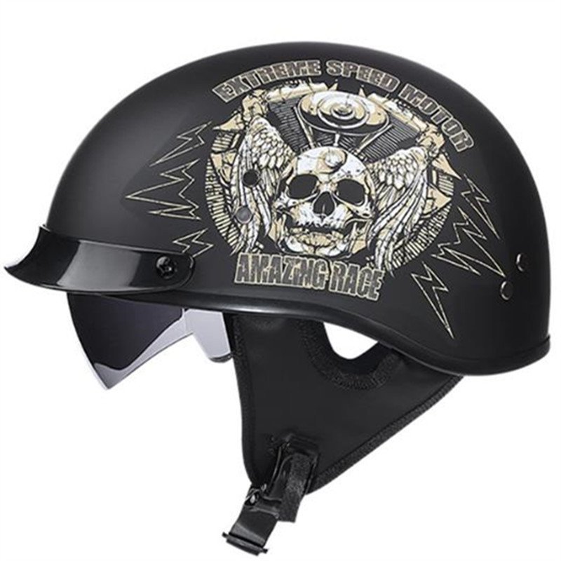 TZX354★オートバイハーフヘルメットバイクヘルメット 内蔵サングラス半キャップ ヘルメットM-XXLサイズ選択可能11色L拍卖