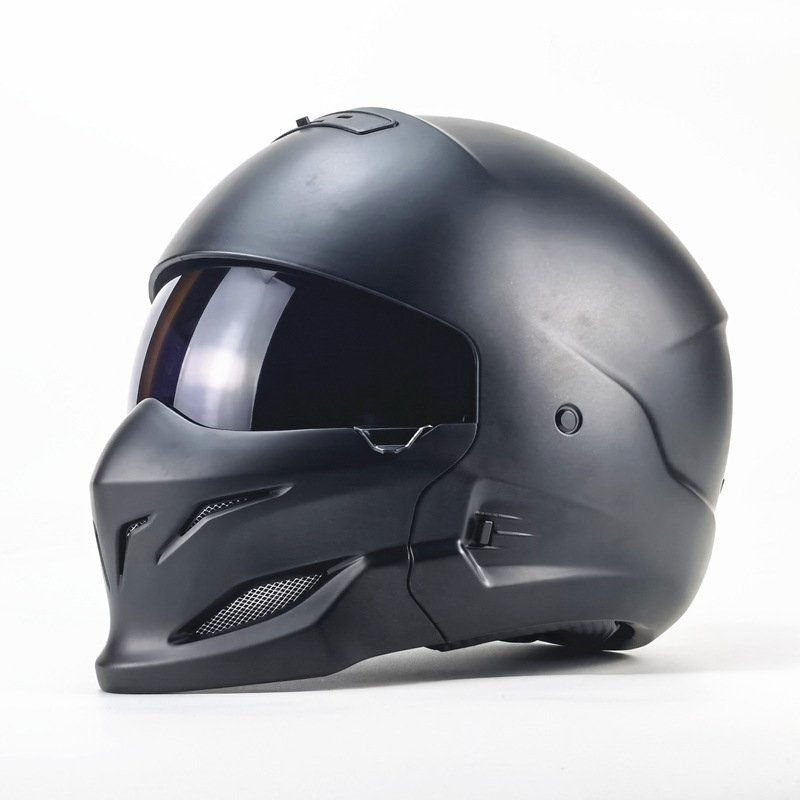 TZX366★新しいデザインオートバイバイクヘルメットハーフヘルメットフルフェイスヘルメット レーシング組立式顎部分着脱できる4色艶消し黒拍卖