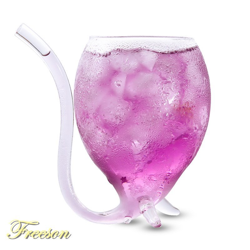 PYD198★2ピース300ml ストロマグー付き わらグ ガラスマパーティーに最適 ユー ミルクグスジュマグラスストースロー拍卖