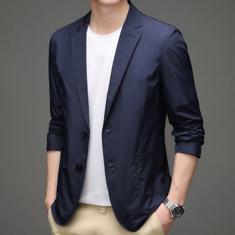 ZJM741 日焼け止め 吸汗速乾 スーツジャケット 高級 カジュアル グレー  春夏 薄手 テーラードジャケット メンズ ブレザー 拍卖