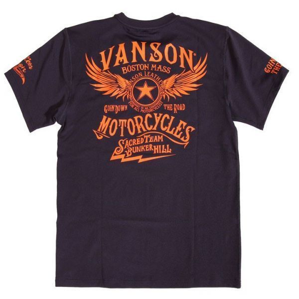 バンソン ドライ半袖Tシャツ ウィング ACV-901 ネイビー L 当店別注 VANSON 抗菌防臭 吸汗速乾 吸水速乾 UVカット拍卖
