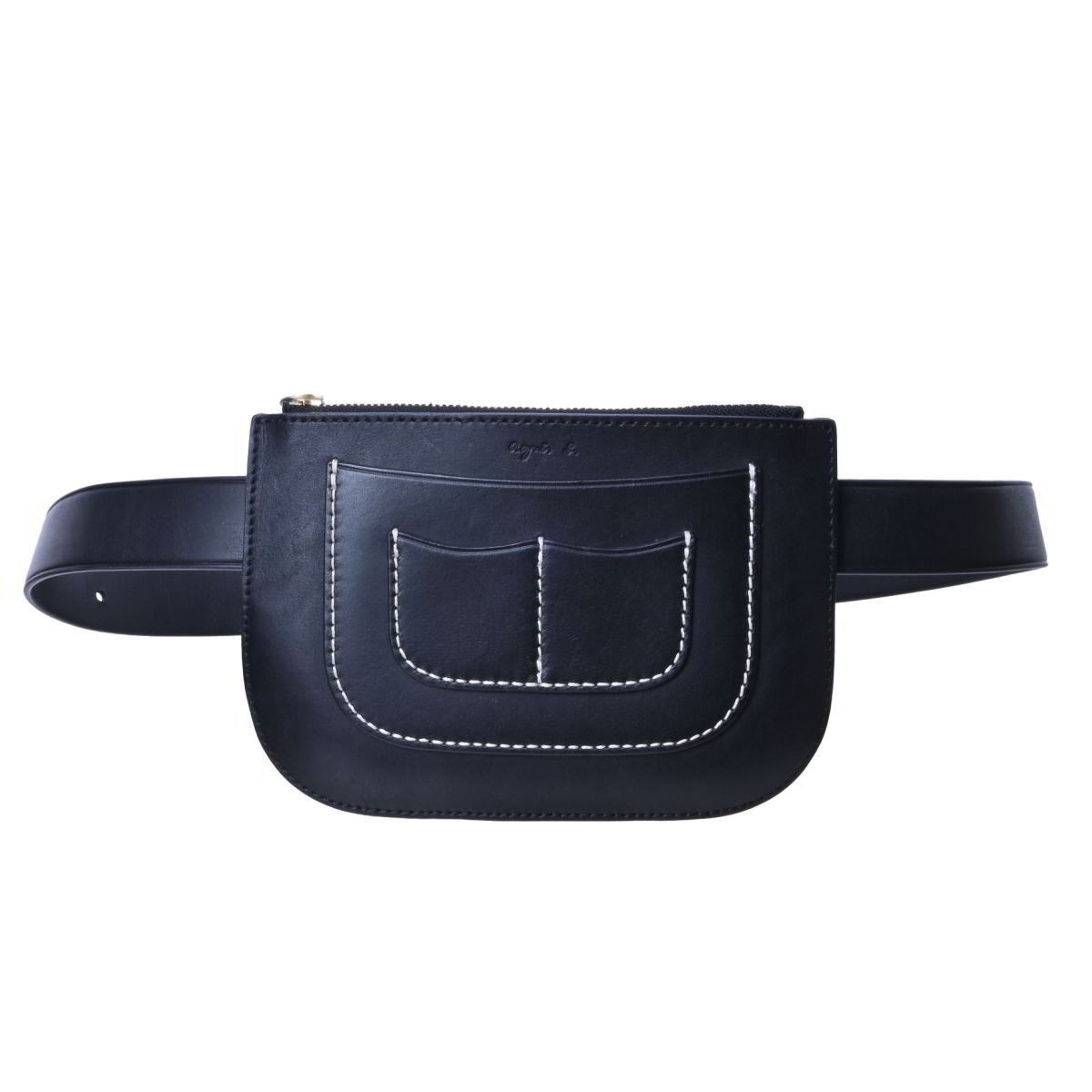 agnes b. カウレザー ポーチ バッグ - ブラック アニエスベー KL4CBKSC65拍卖