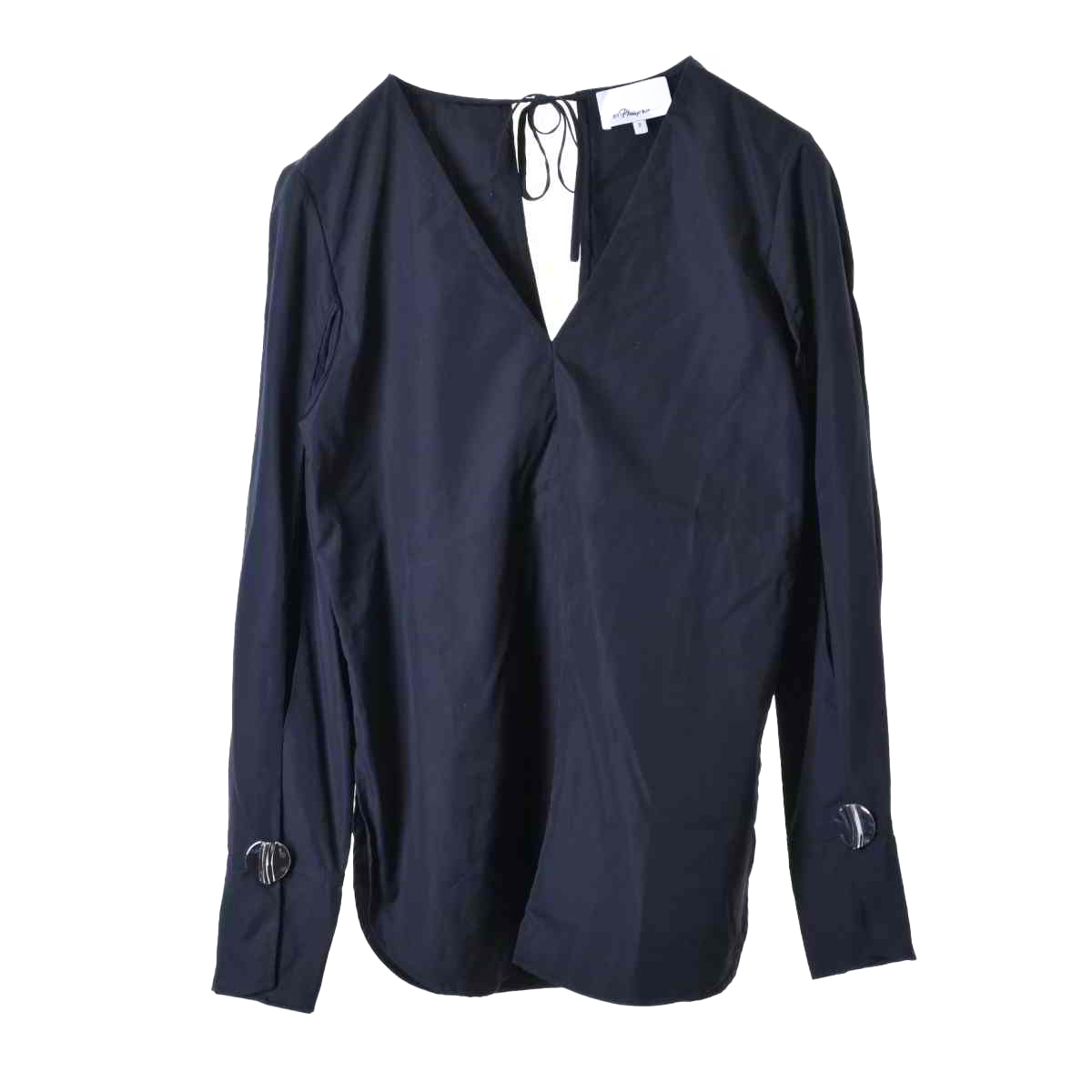 美品 3.1 Phillip Lim モチーフ付き ポプリン ブラウス 2 ブラック スリーワン フィリップリム KL4CBKAK61拍卖