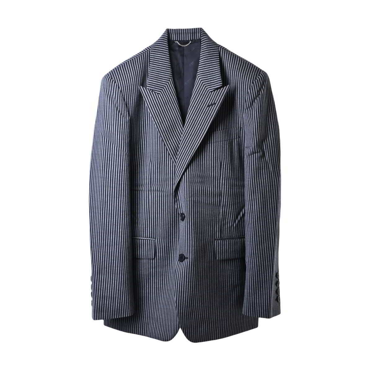 美品 JOHN LAWRENCE SULLIVAN ピークドラペル ストライプ セットアップ 44 グレー ジョンローレンス サリバン KL4CBCAP63拍卖