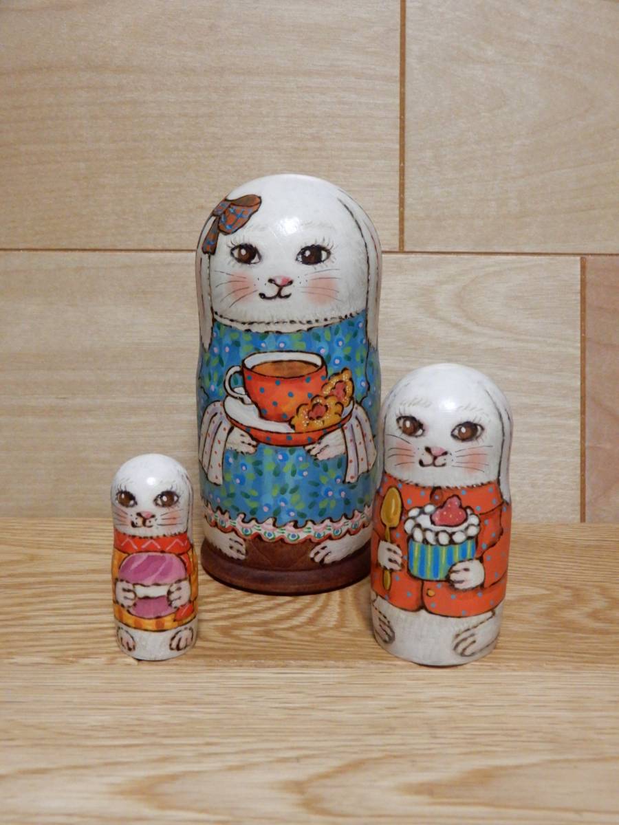 ★ロシア雑貨 マトリョーシカ ~ うさぎのティータイム ~ マリア・バローニナ作拍卖