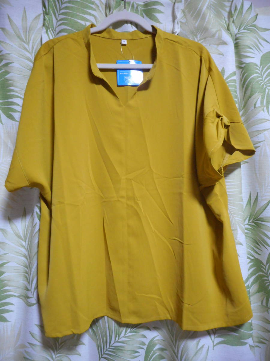 接触冷感 UV対策 ポリエステル 半袖 チュニック マスタードイエロー拍卖