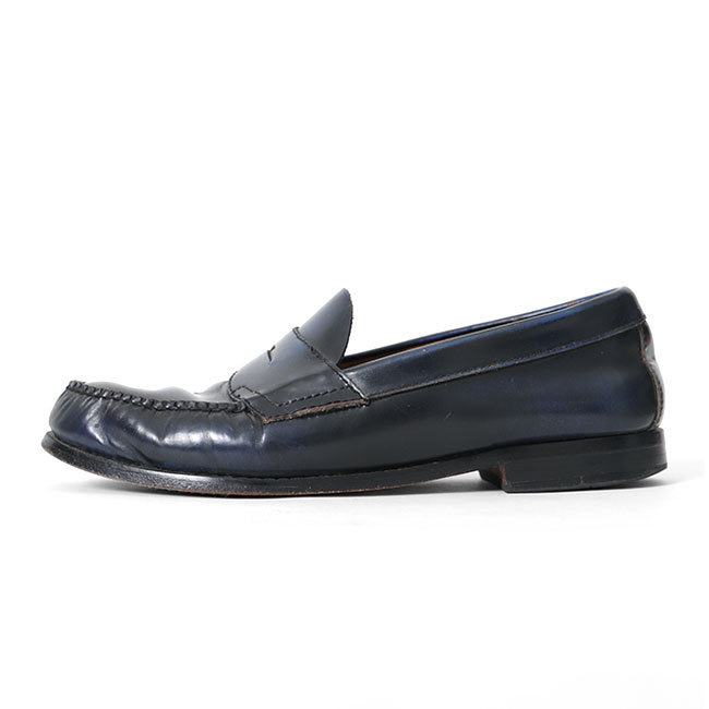 古着 G.H Bass&co ジーエイチバス WEEJUNS LOGAN ローガン レザー コインローファー 26.5cm 紺 シューズ メンズ拍卖